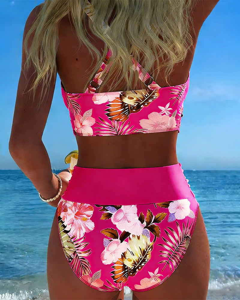 Joelle | Floral Contrast Split Bikini