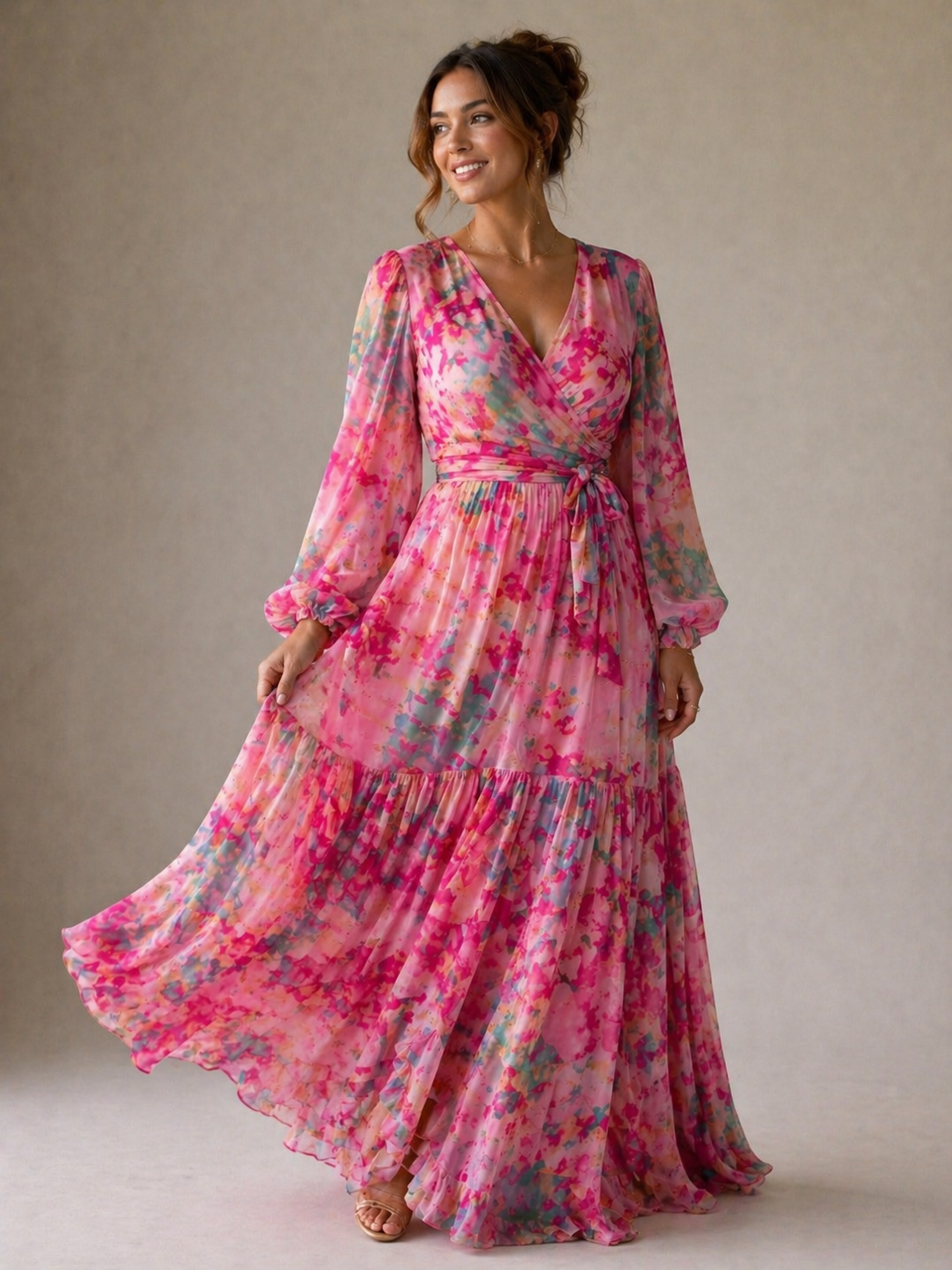 Rosalie | Long Sleeve Floral Wrap Dress