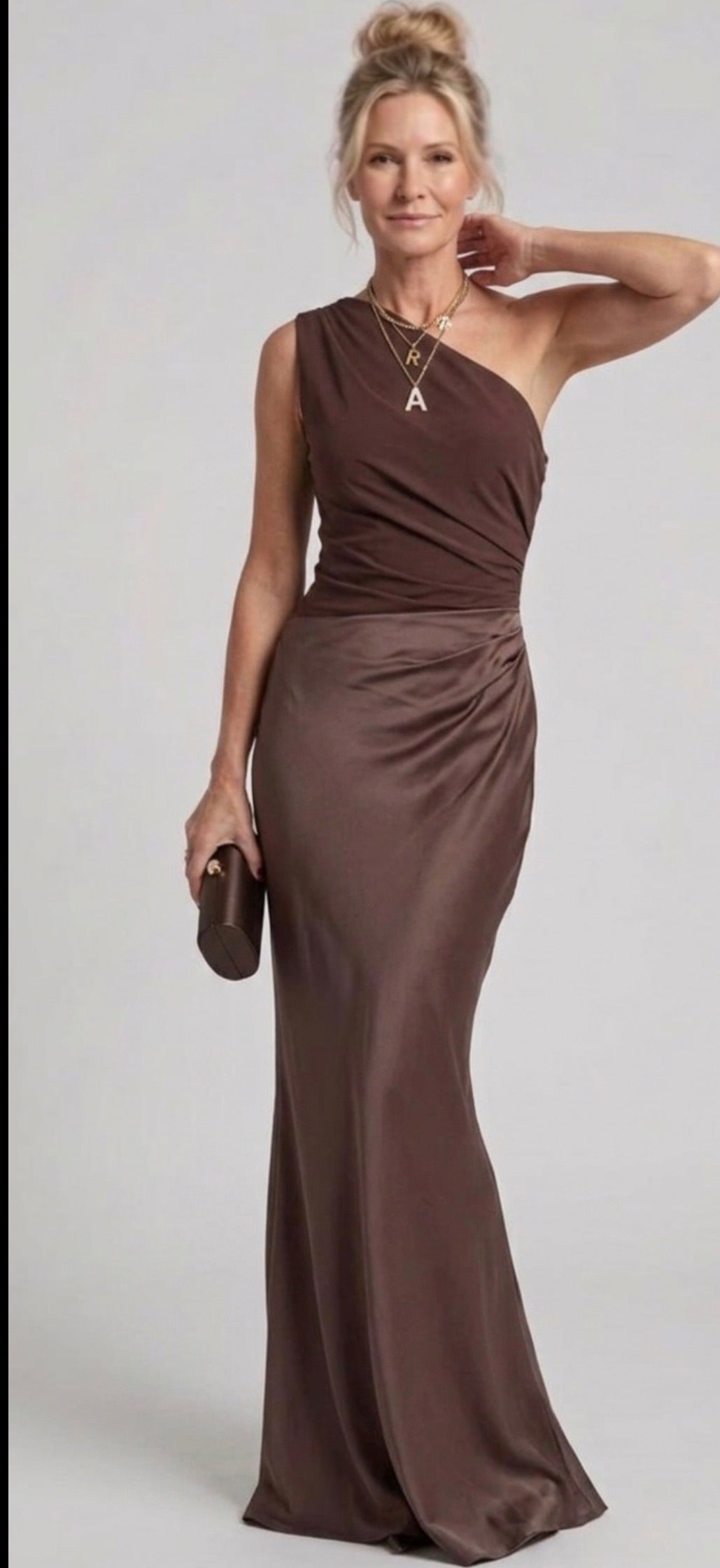 Simone | Asymmetric Satin Maxi Dress