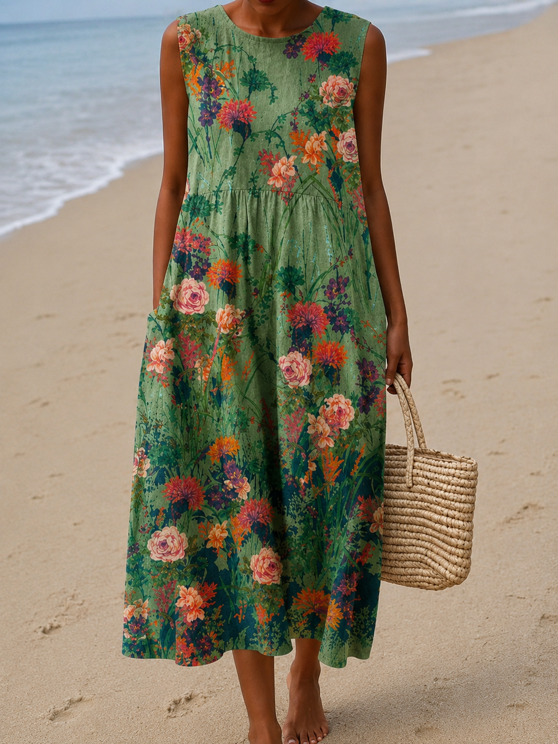Savannah | Sleeveless Printed Midi Dress