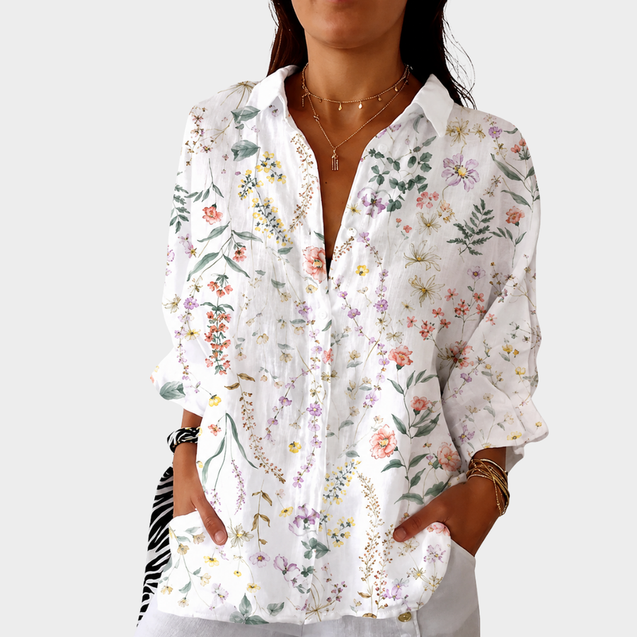 Briar | White Wildflower Sprig Blouse