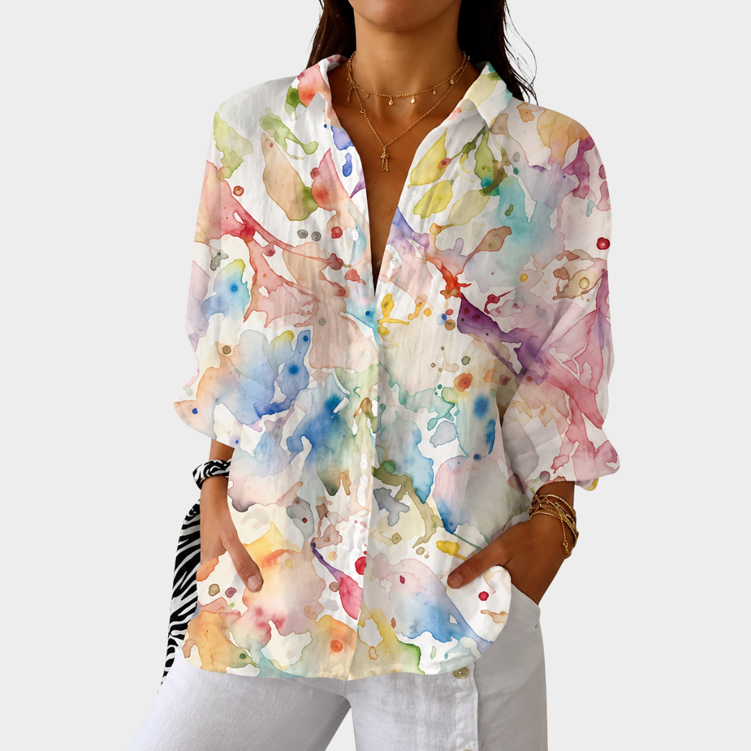 Odile | Watercolour Pastel Floral Blouse