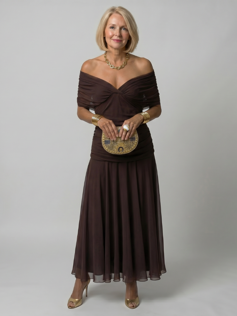 Odette | Off Shoulder Flow Midi Dress