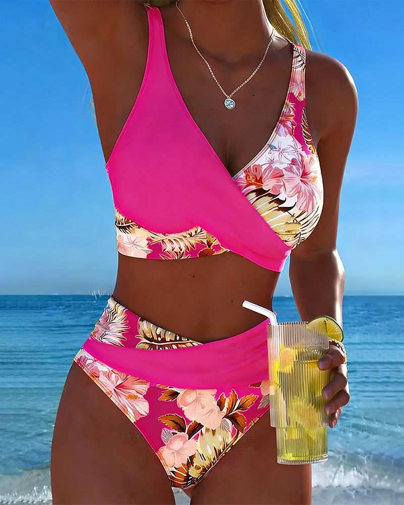 Joelle | Floral Contrast Split Bikini