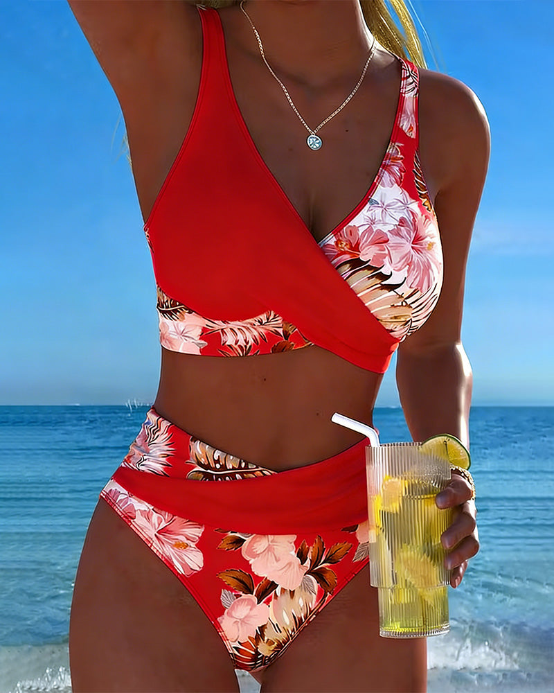 Joelle | Floral Contrast Split Bikini