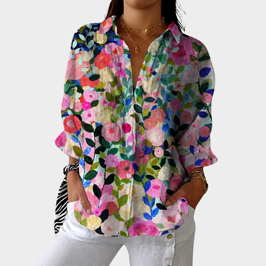 Wren | Pink Garden Floral Blouse