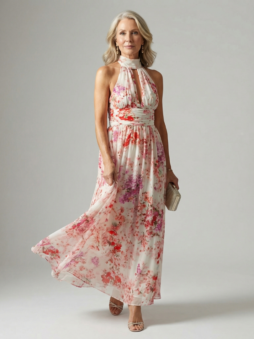 Daphne | Halter Floral Maxi Dress