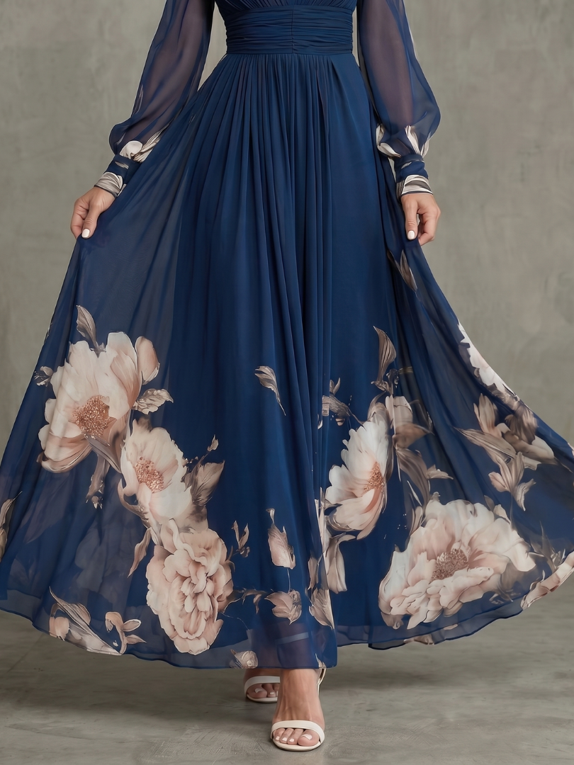Odessa | Pleated Sheer Sleeve Maxi Dress