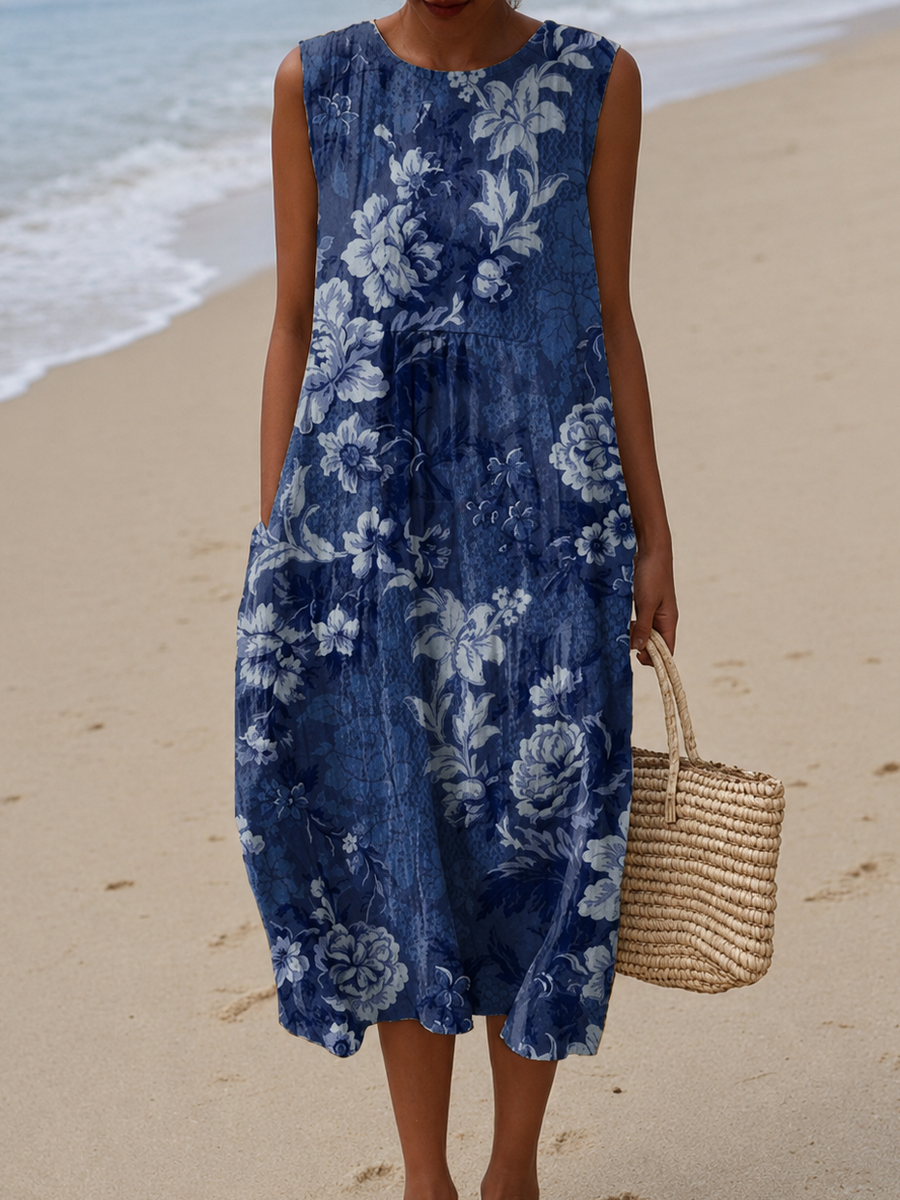 Sadie | Sleeveless Printed Beach Midi Dress