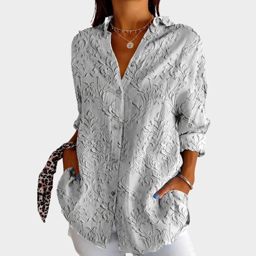 Opal | Soft Grey Textured Blouse