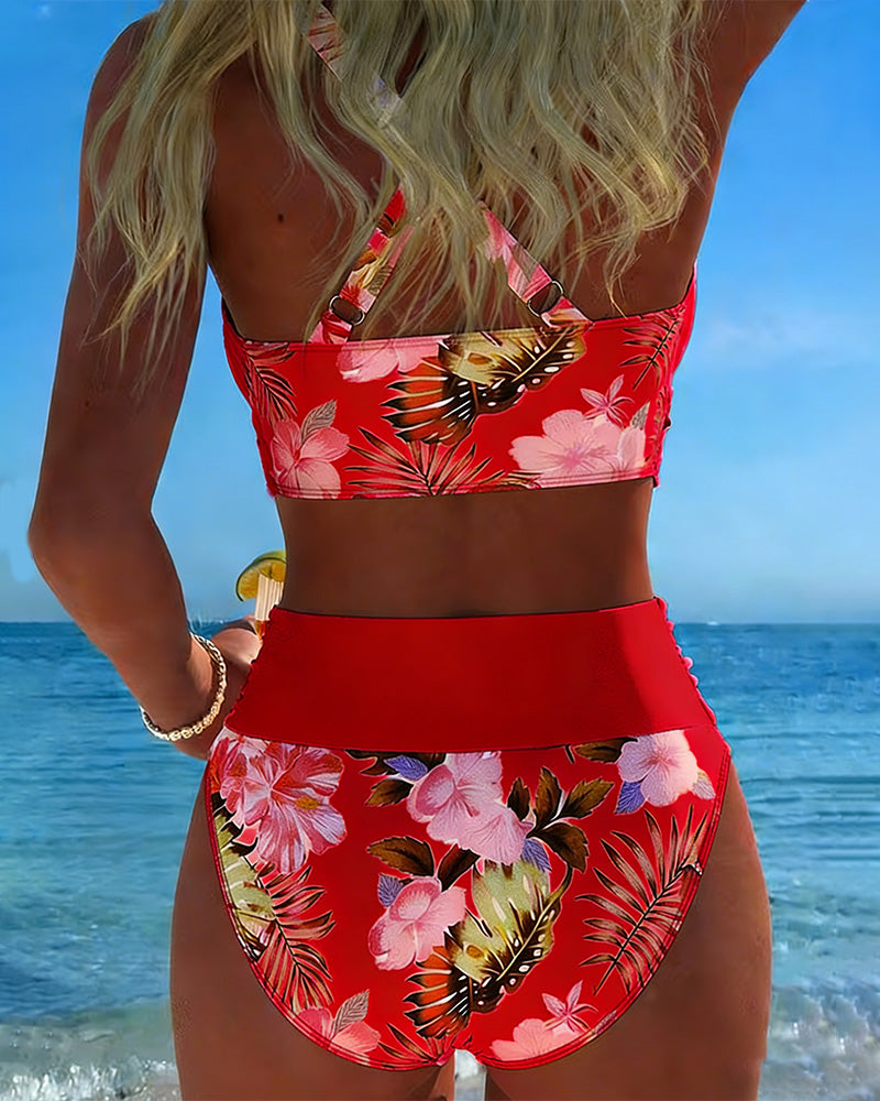 Joelle | Floral Contrast Split Bikini