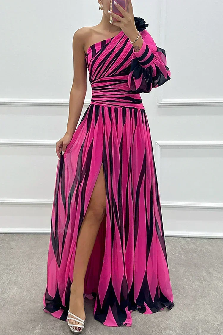 Marisol | Striped One Shoulder Maxi Dress