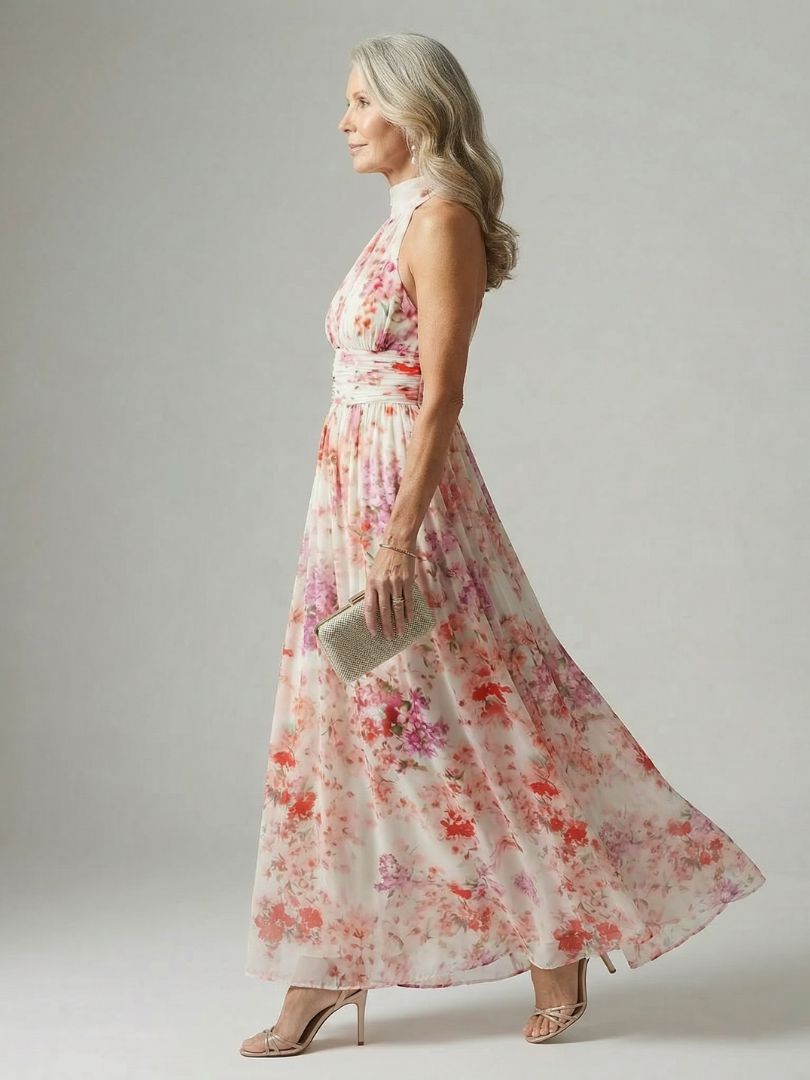 Daphne | Halter Floral Maxi Dress