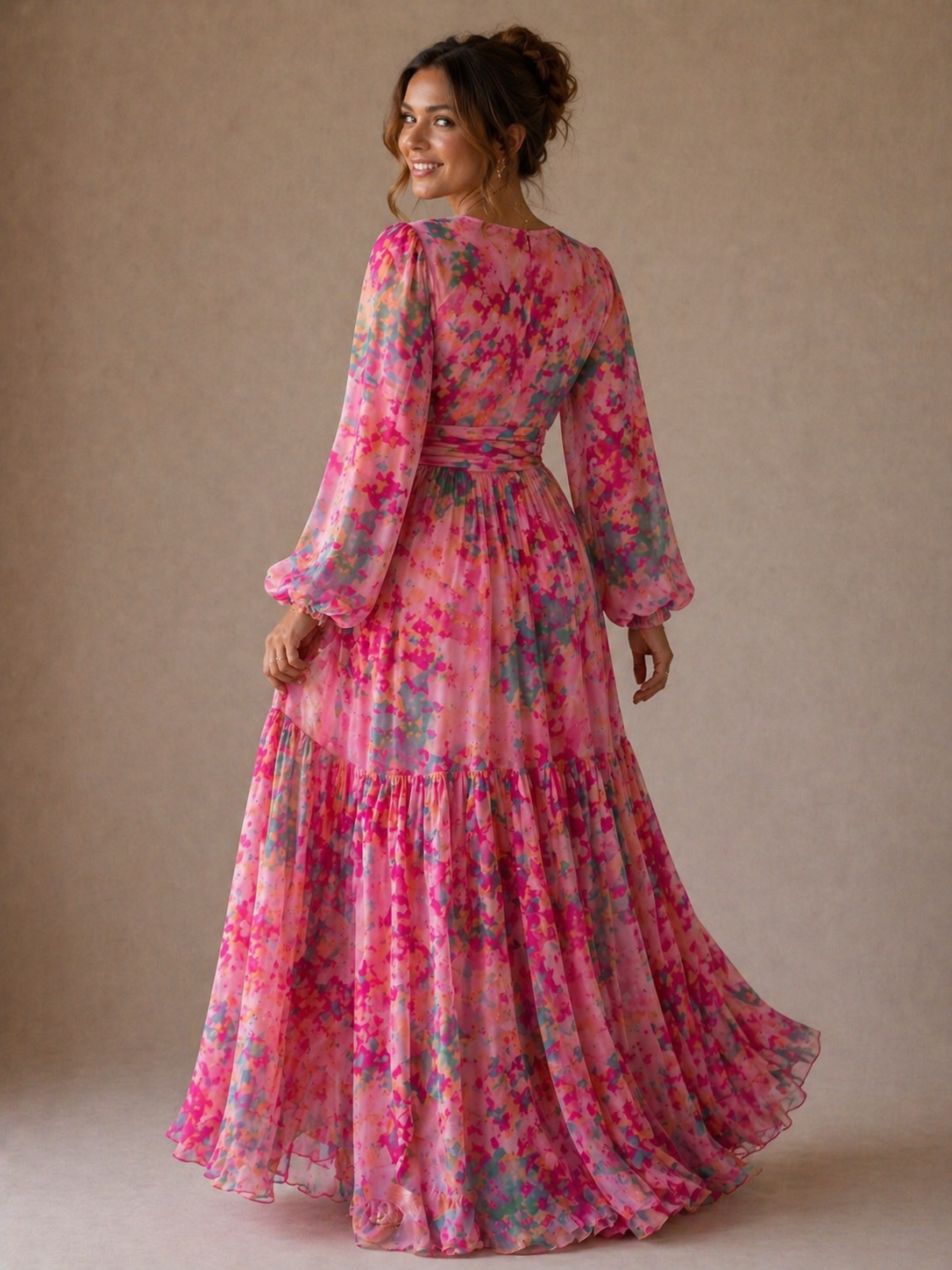 Rosalie | Long Sleeve Floral Wrap Dress