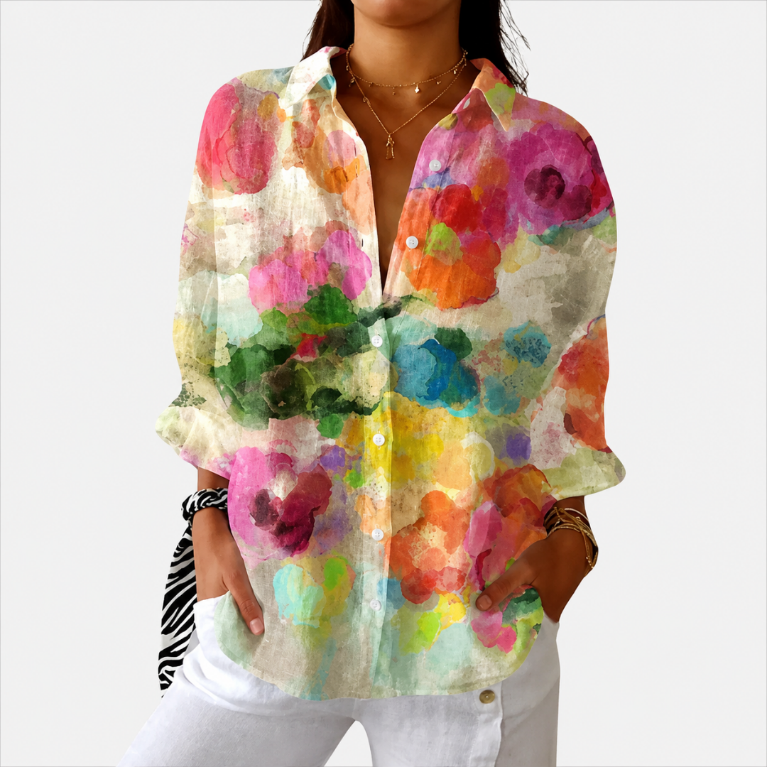 Sunniva | Citrus Watercolour Floral Blouse