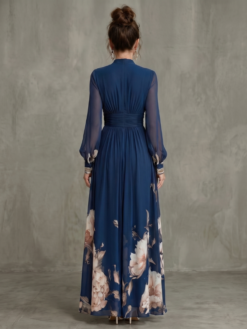 Odessa | Pleated Sheer Sleeve Maxi Dress