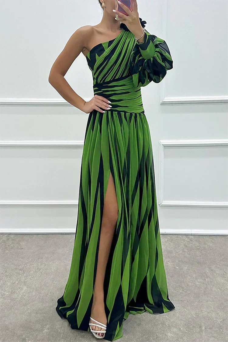 Marisol | Striped One Shoulder Maxi Dress