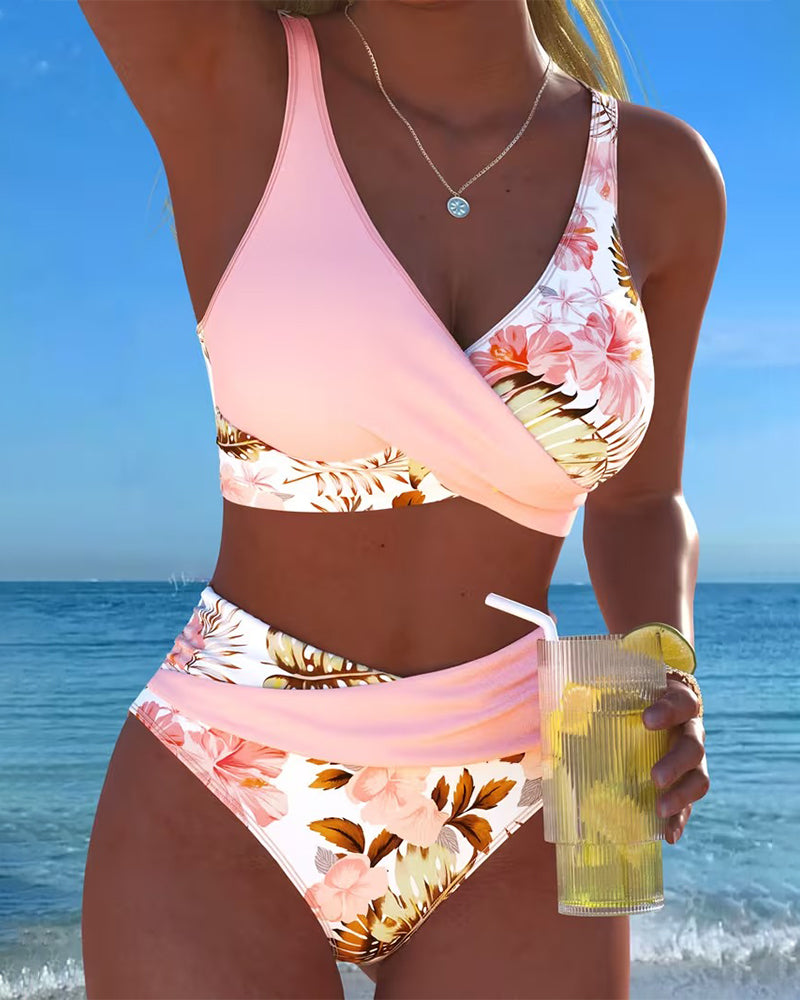 Joelle | Floral Contrast Split Bikini
