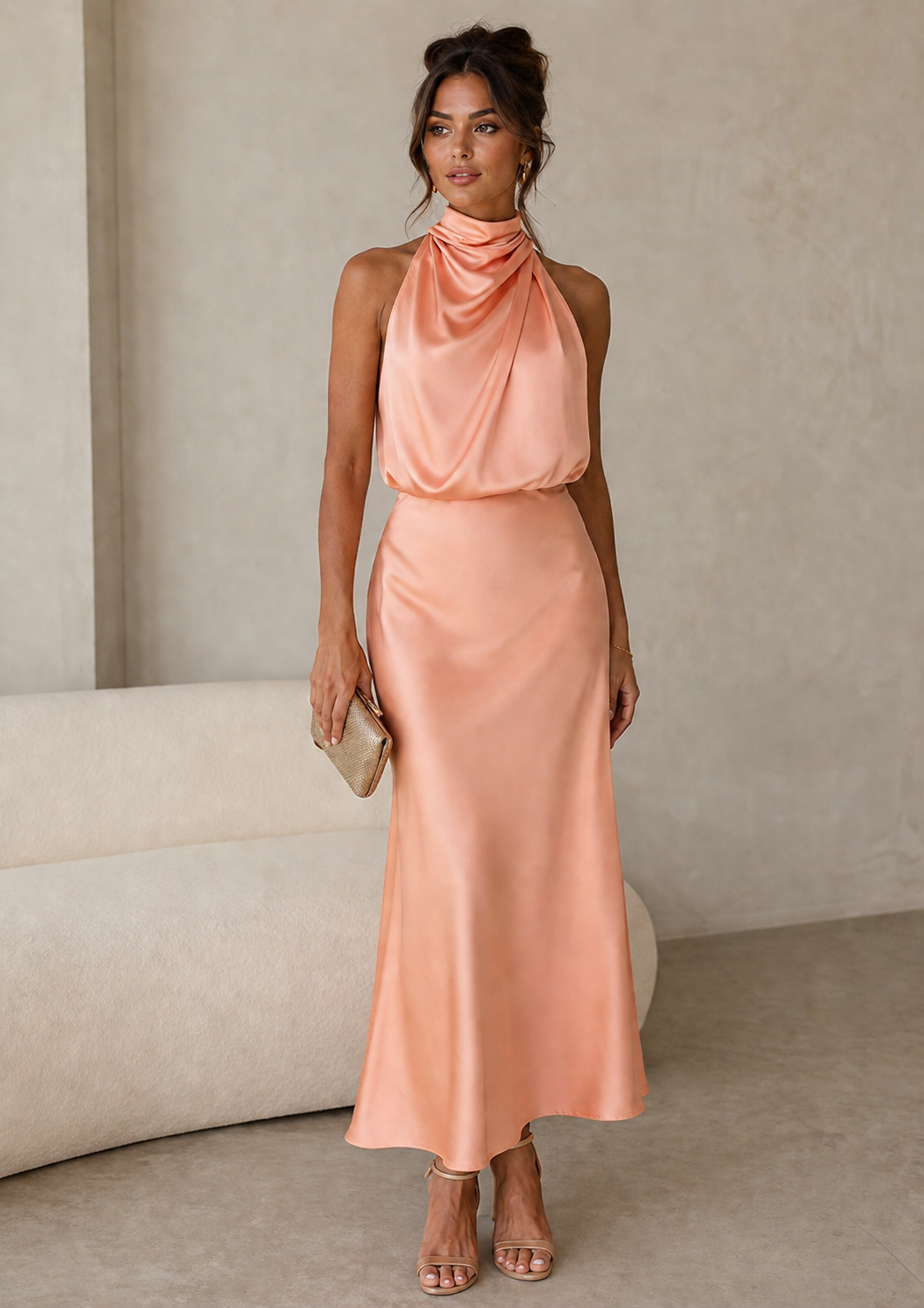Genevieve | High Neck Draped Dress