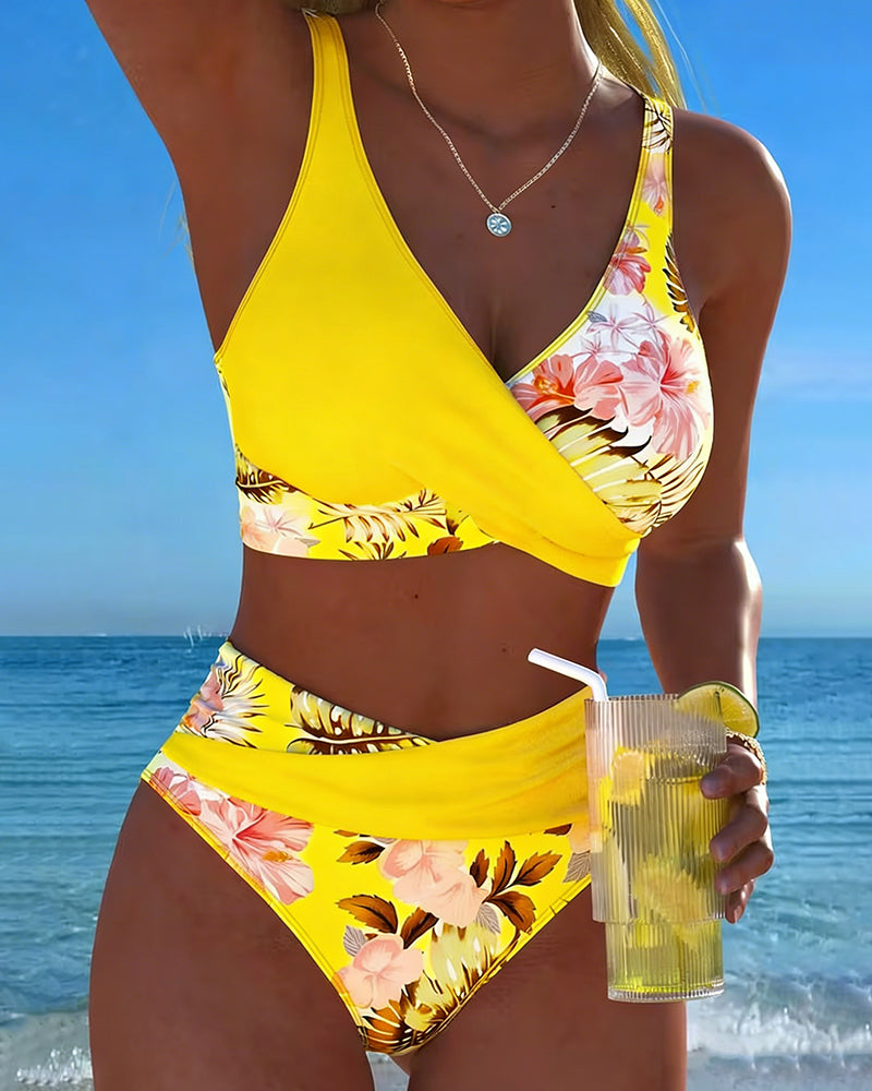 Joelle | Floral Contrast Split Bikini