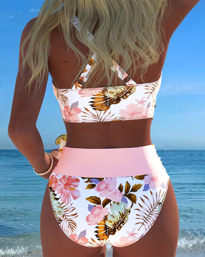 Joelle | Floral Contrast Split Bikini
