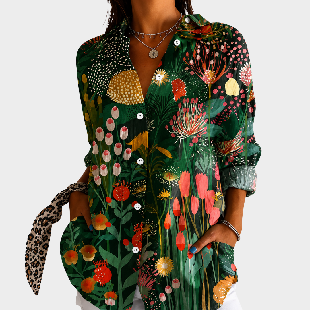 Fern | Deep Green Botanical Blouse