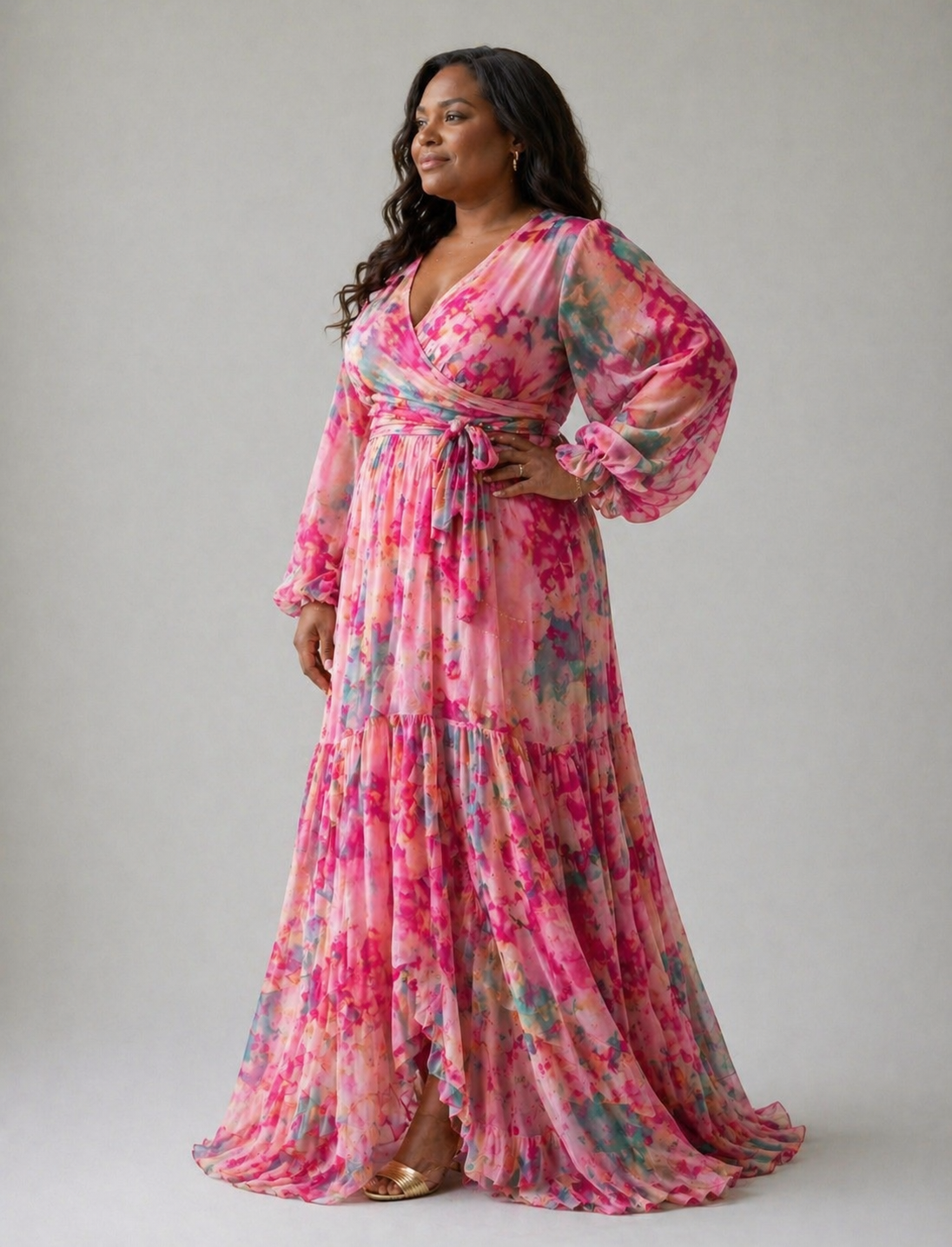 Rosalie | Long Sleeve Floral Wrap Dress