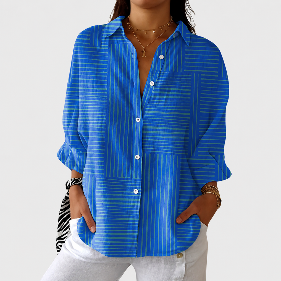 Marina | Cobalt Blue Textured Blouse
