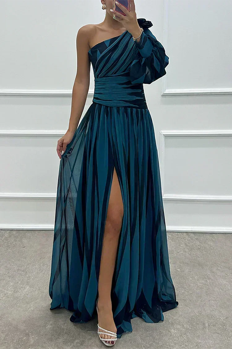 Marisol | Striped One Shoulder Maxi Dress