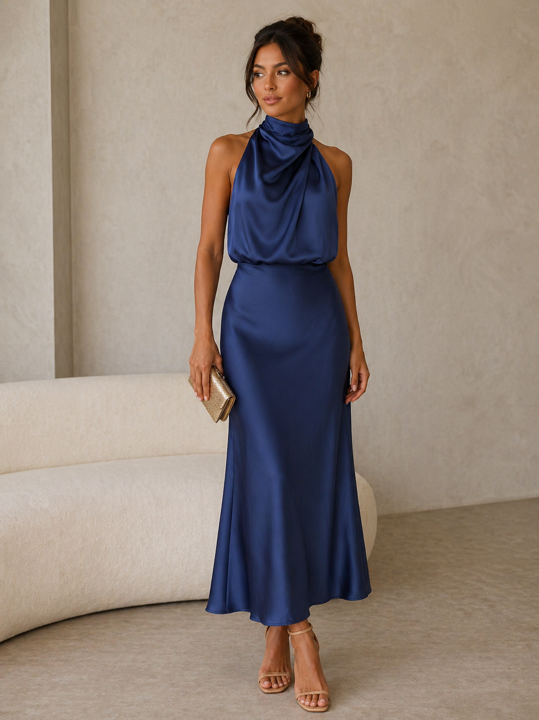 Genevieve | High Neck Draped Dress