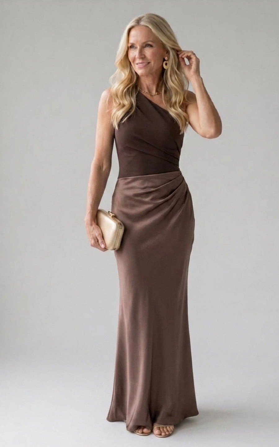 Simone | Asymmetric Satin Maxi Dress