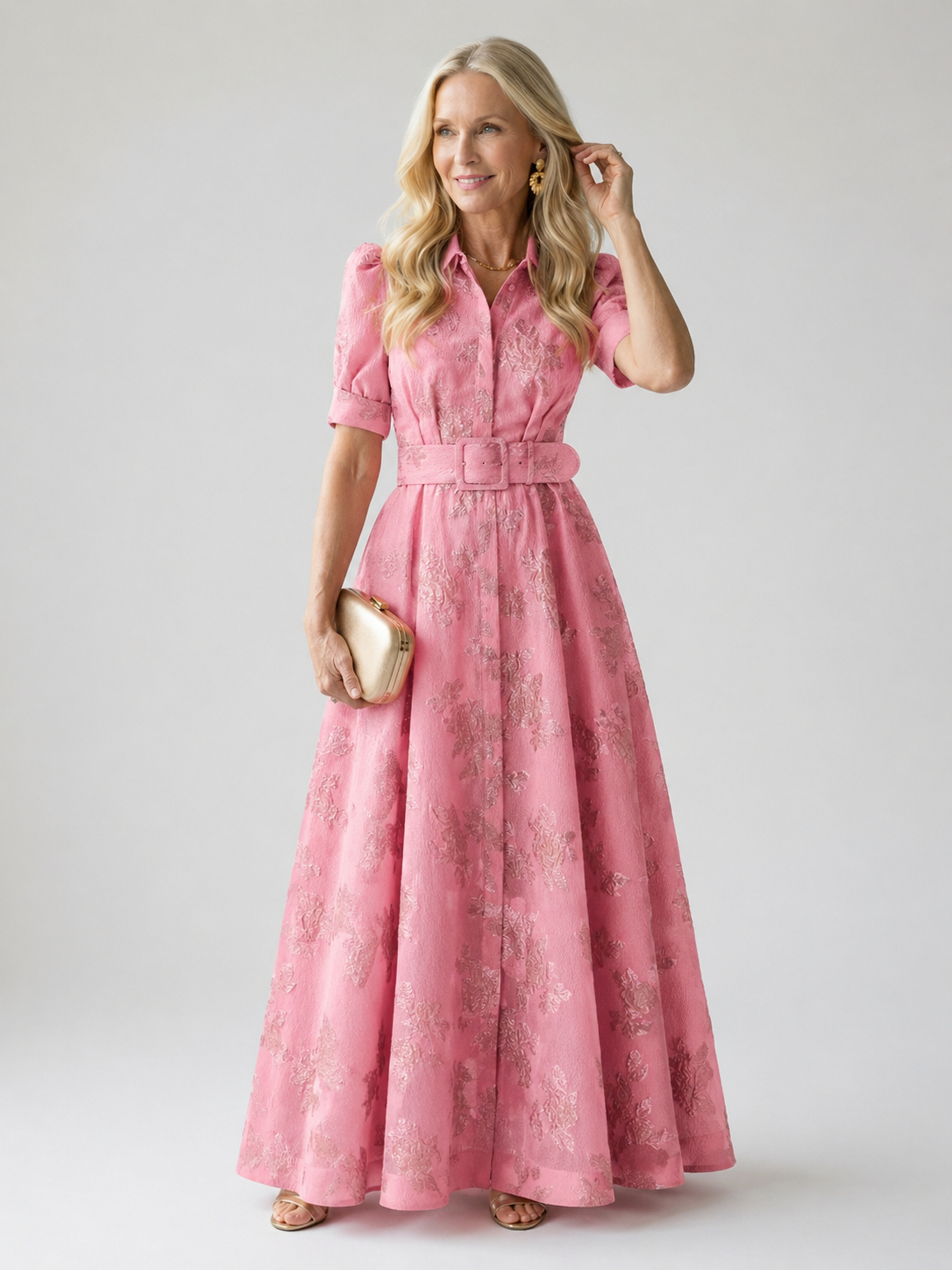 Delphine | Belted Floral Maxi Dress