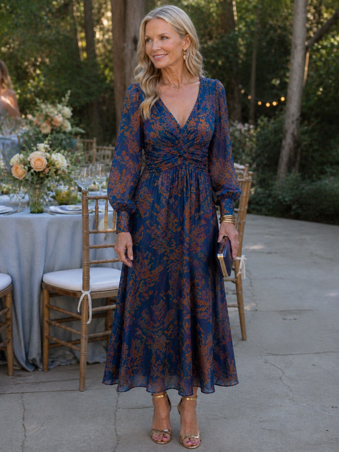 Dahlia | Floral Twist Front Midi Dress