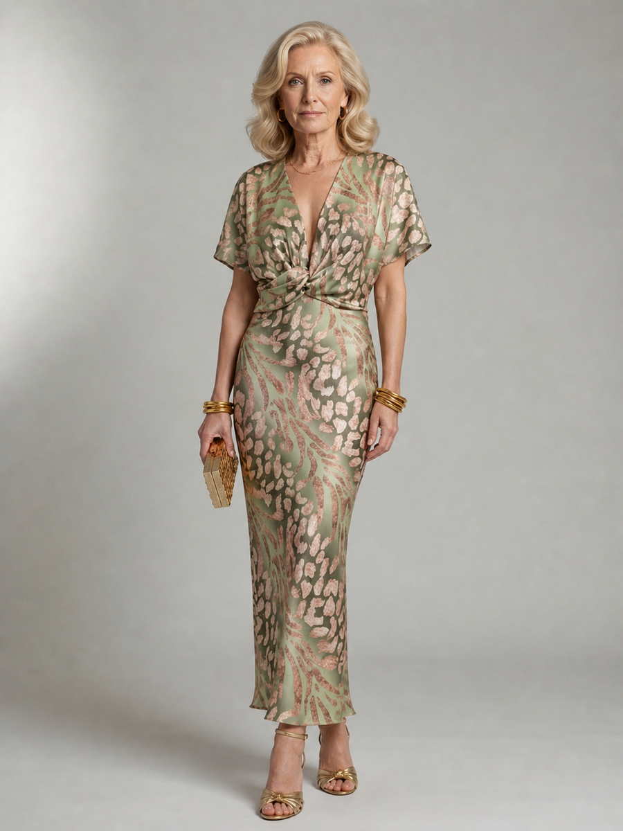 Thea | Abstract Twist Waist Midi Dress