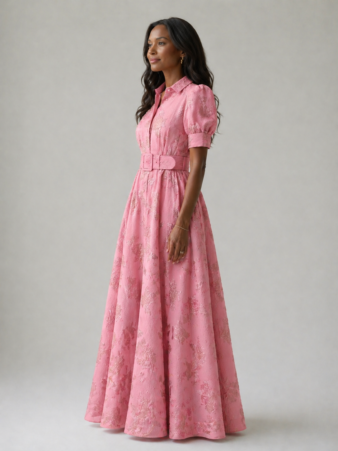 Delphine | Belted Floral Maxi Dress