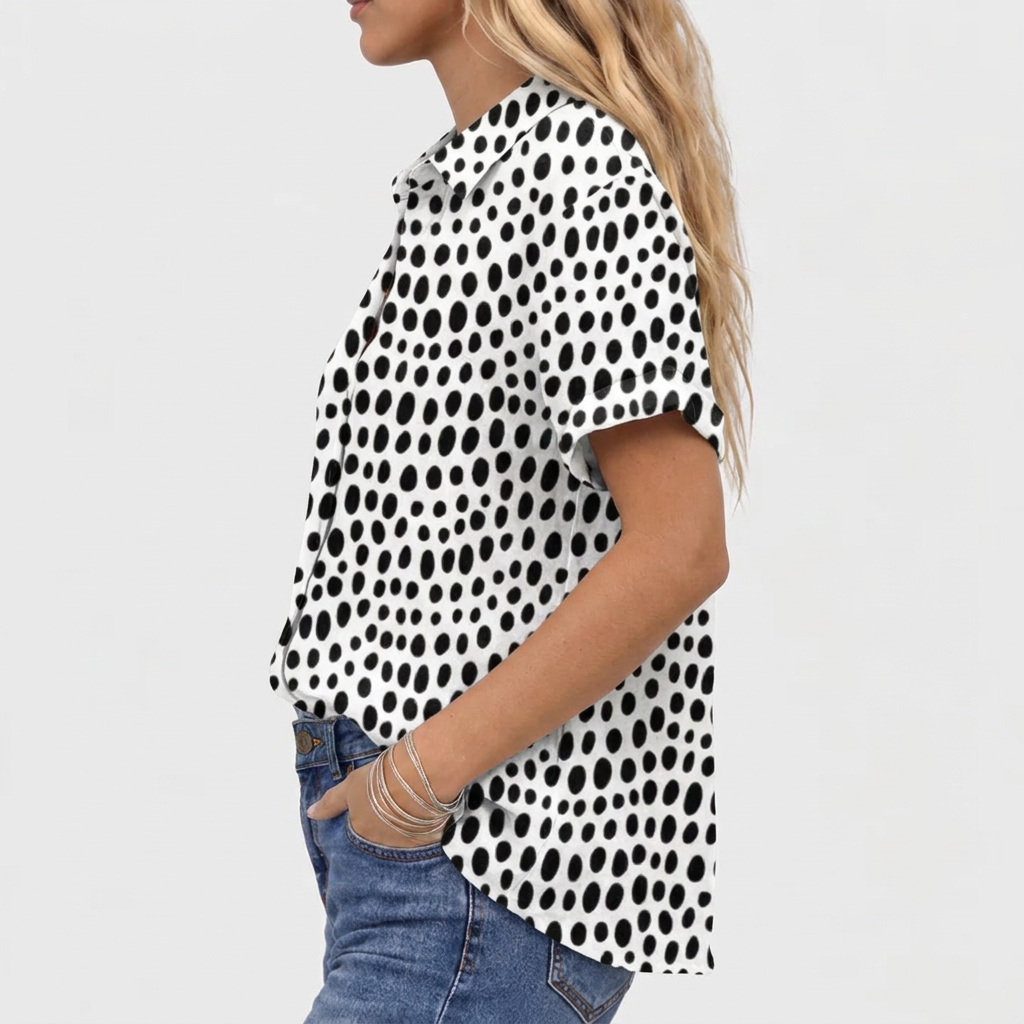 Delia | Polka Dot Collared Top