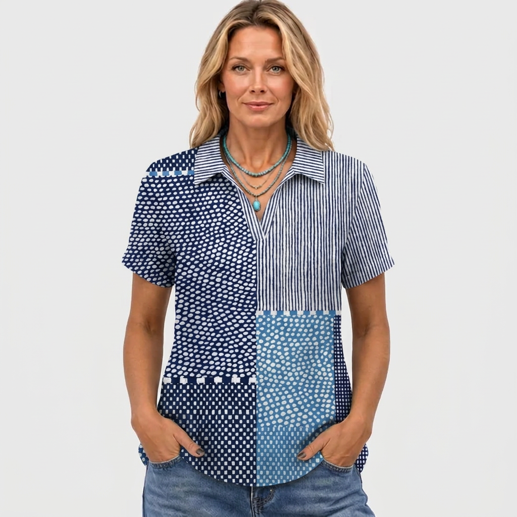 Celia | Patchwork Collared Top