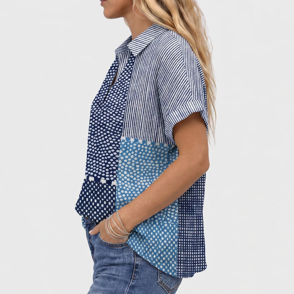 Celia | Patchwork Collared Top