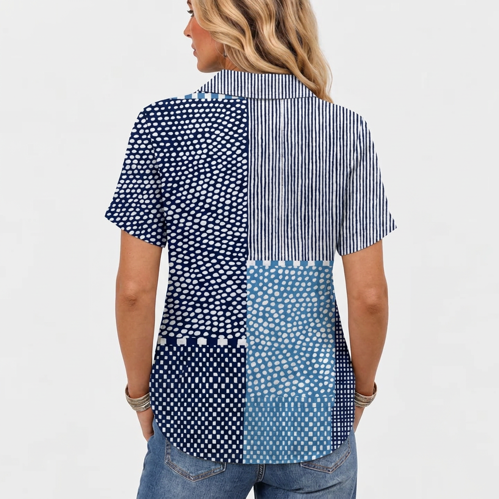 Celia | Patchwork Collared Top
