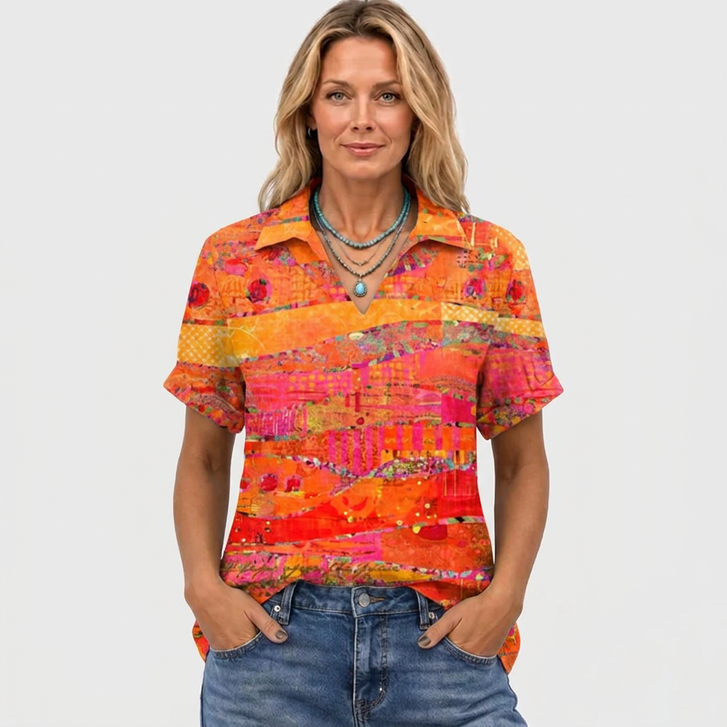 Louisa | Abstract Collared Top