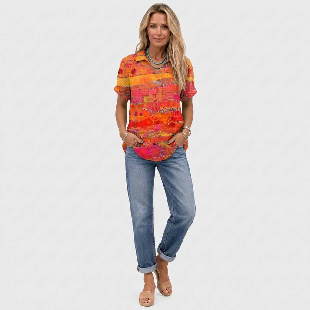 Louisa | Abstract Collared Top