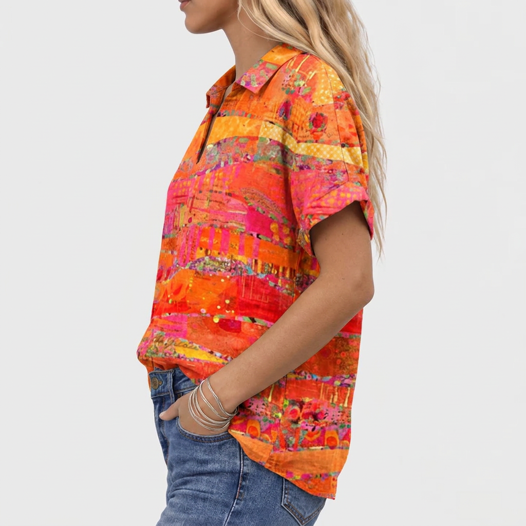 Louisa | Abstract Collared Top