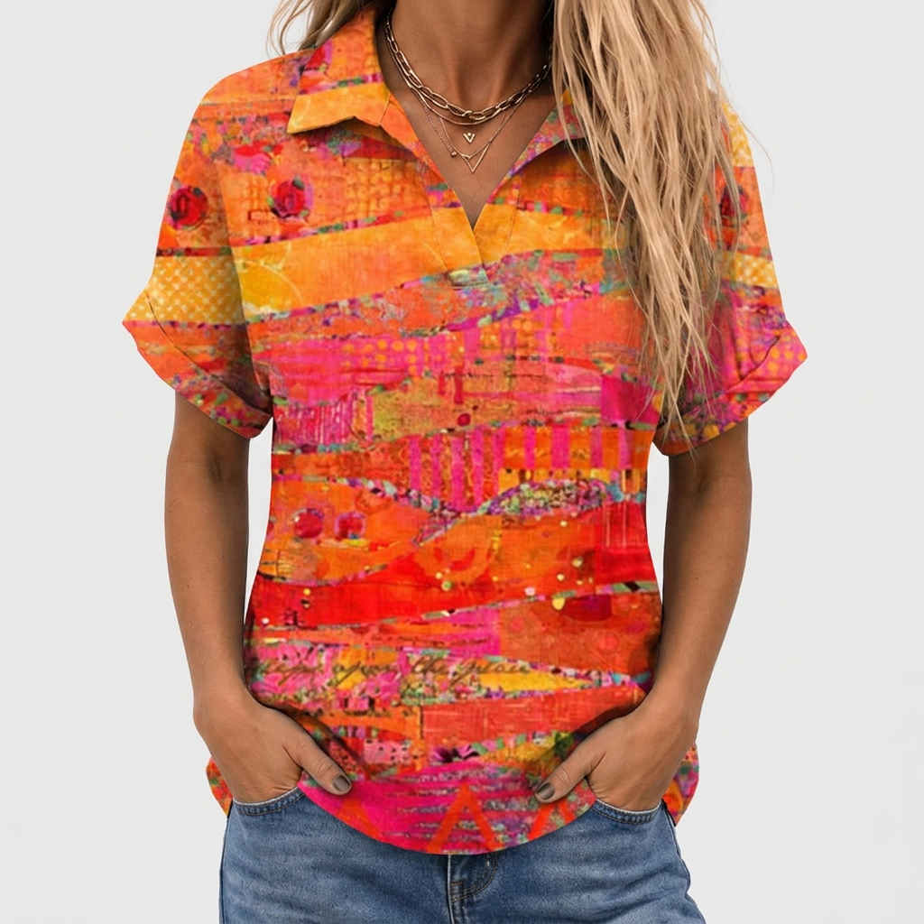 Louisa | Abstract Collared Top