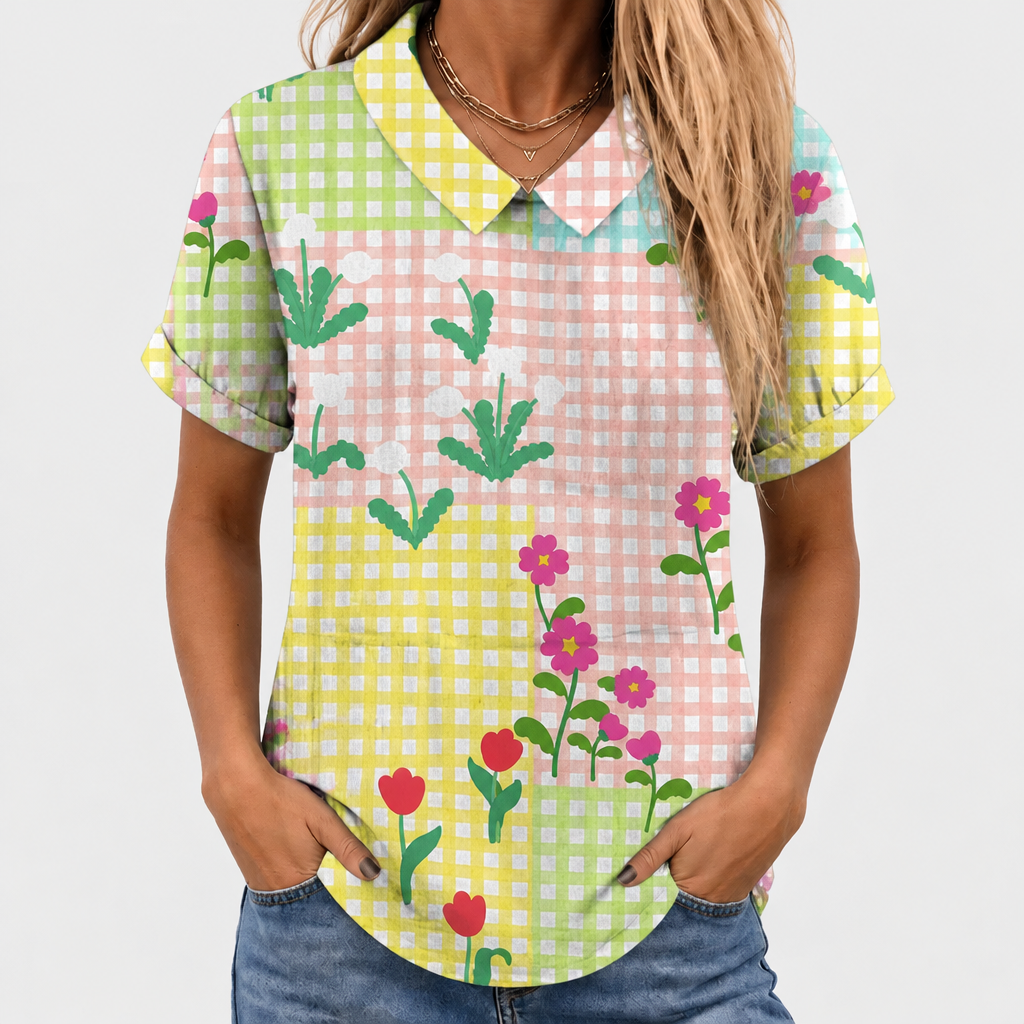 Flora | Gingham Collared Top