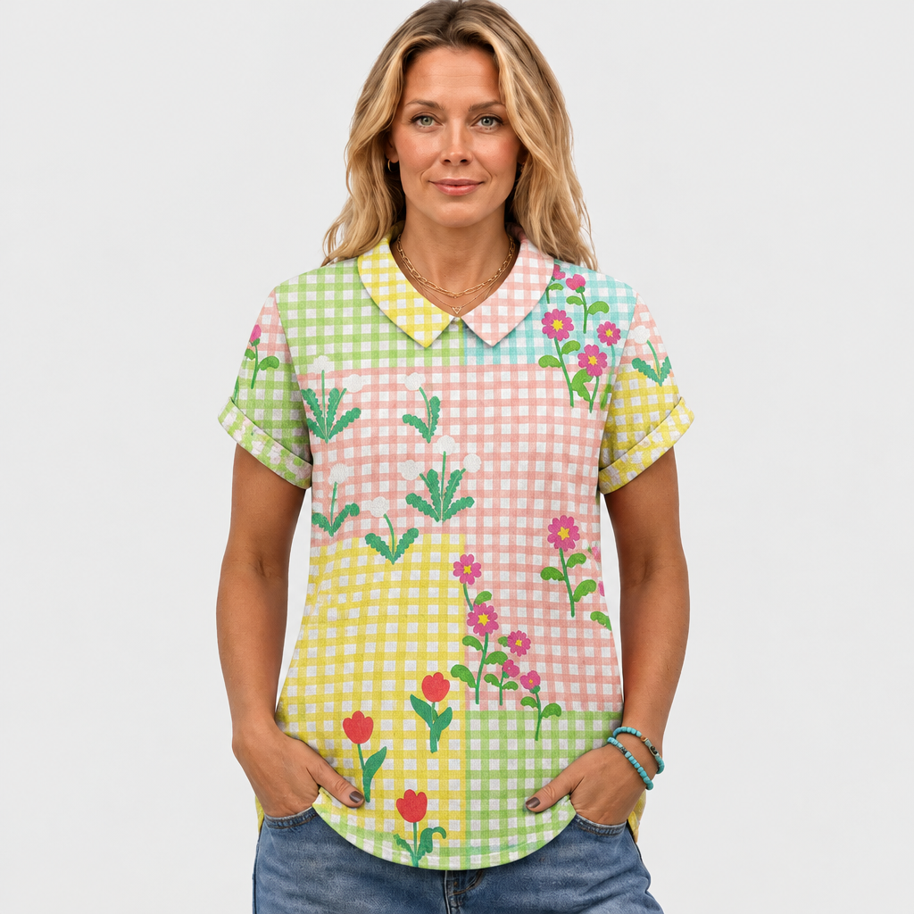 Flora | Gingham Collared Top