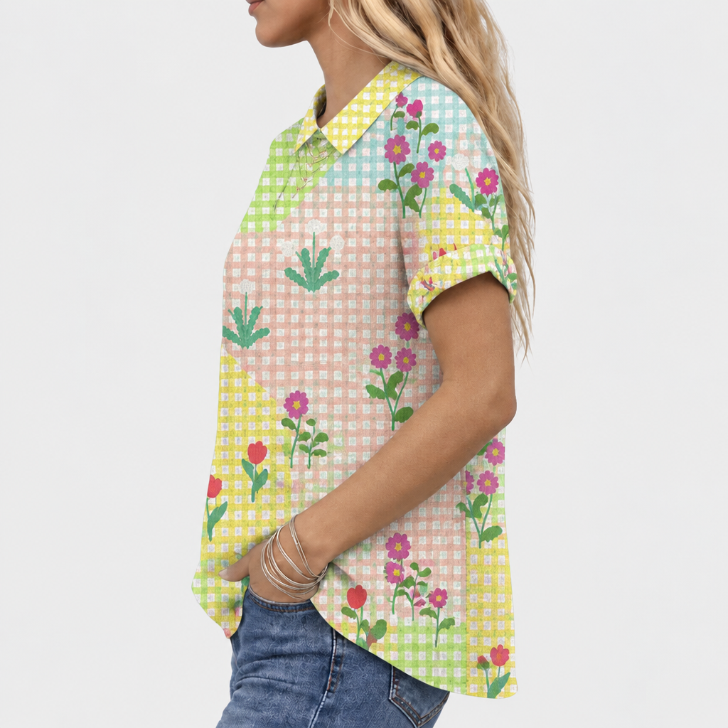 Flora | Gingham Collared Top