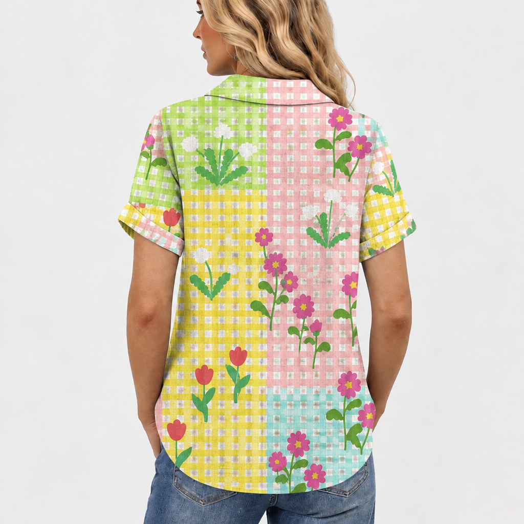 Flora | Gingham Collared Top