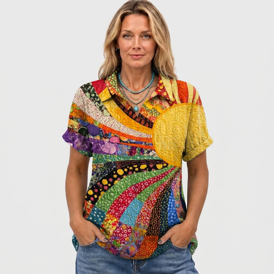 Elle | Sunburst Collared Top