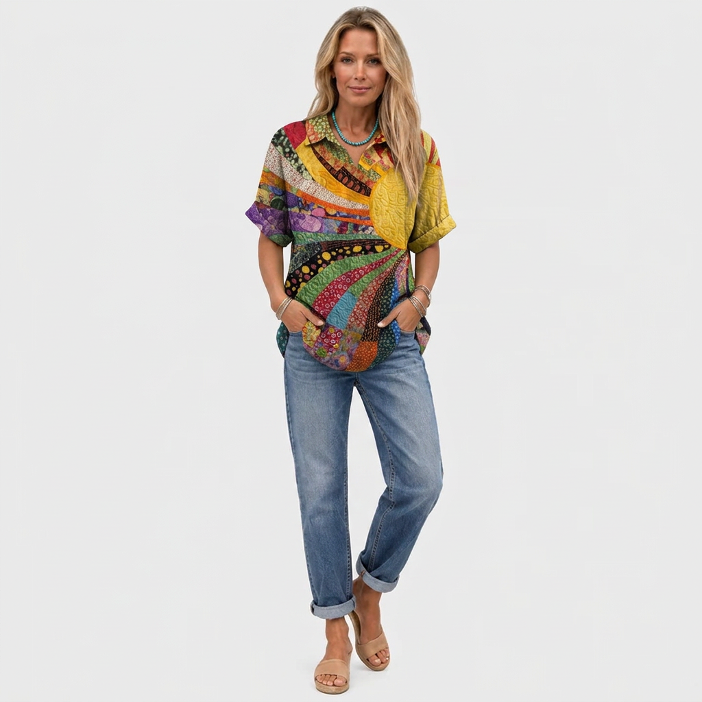 Elle | Sunburst Collared Top