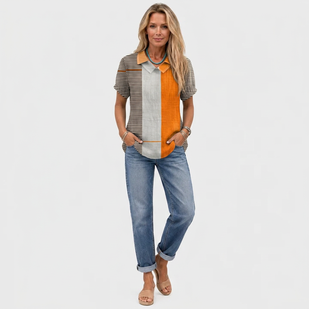 Skye | Colourblock Collared Top